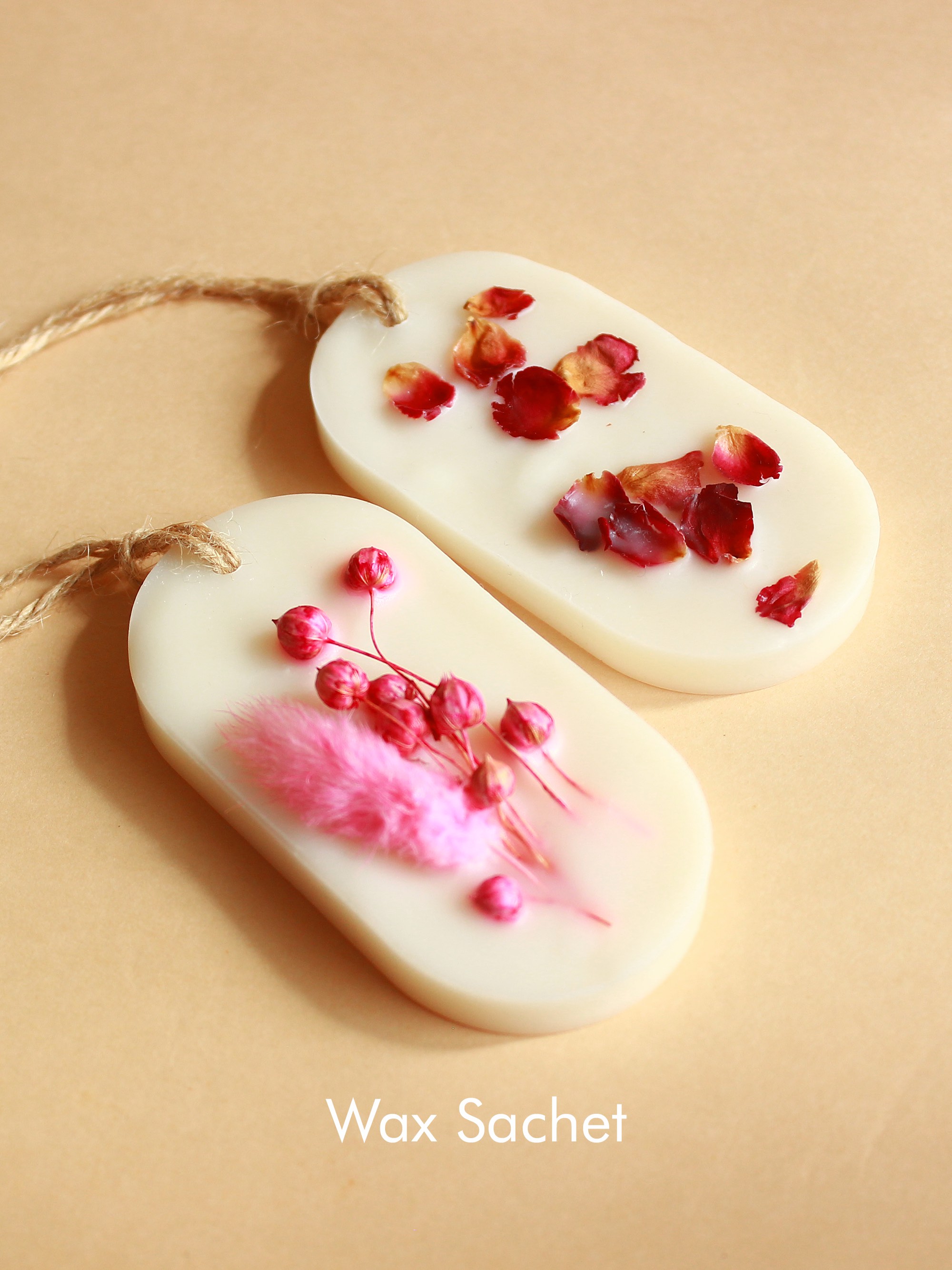 Wax sachets with dried flowers