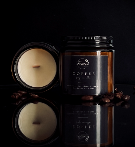 Coffee candle in amber jar